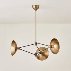 Axel Chandelier by Troy Lighting, Modern Design with Soft Black Finish & Patina Brass Accents, 36" Wide