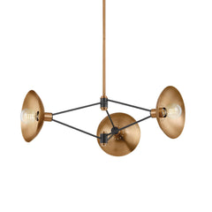 Axel Chandelier by Troy Lighting, Modern Design with Soft Black Finish & Patina Brass Accents, 36" Wide