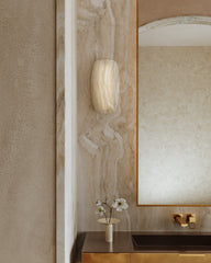 Azzurra Sconce by Corbett Lighting 381-01-VB with Unique Ice Onyx and Vintage Brass Finish, 14W LED