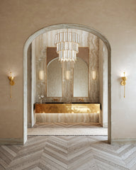 Azzurra Sconce by Corbett Lighting 381-01-VB with Unique Ice Onyx and Vintage Brass Finish, 14W LED