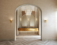 Azzurra Sconce by Corbett Lighting 381-01-VB with Unique Ice Onyx and Vintage Brass Finish, 14W LED
