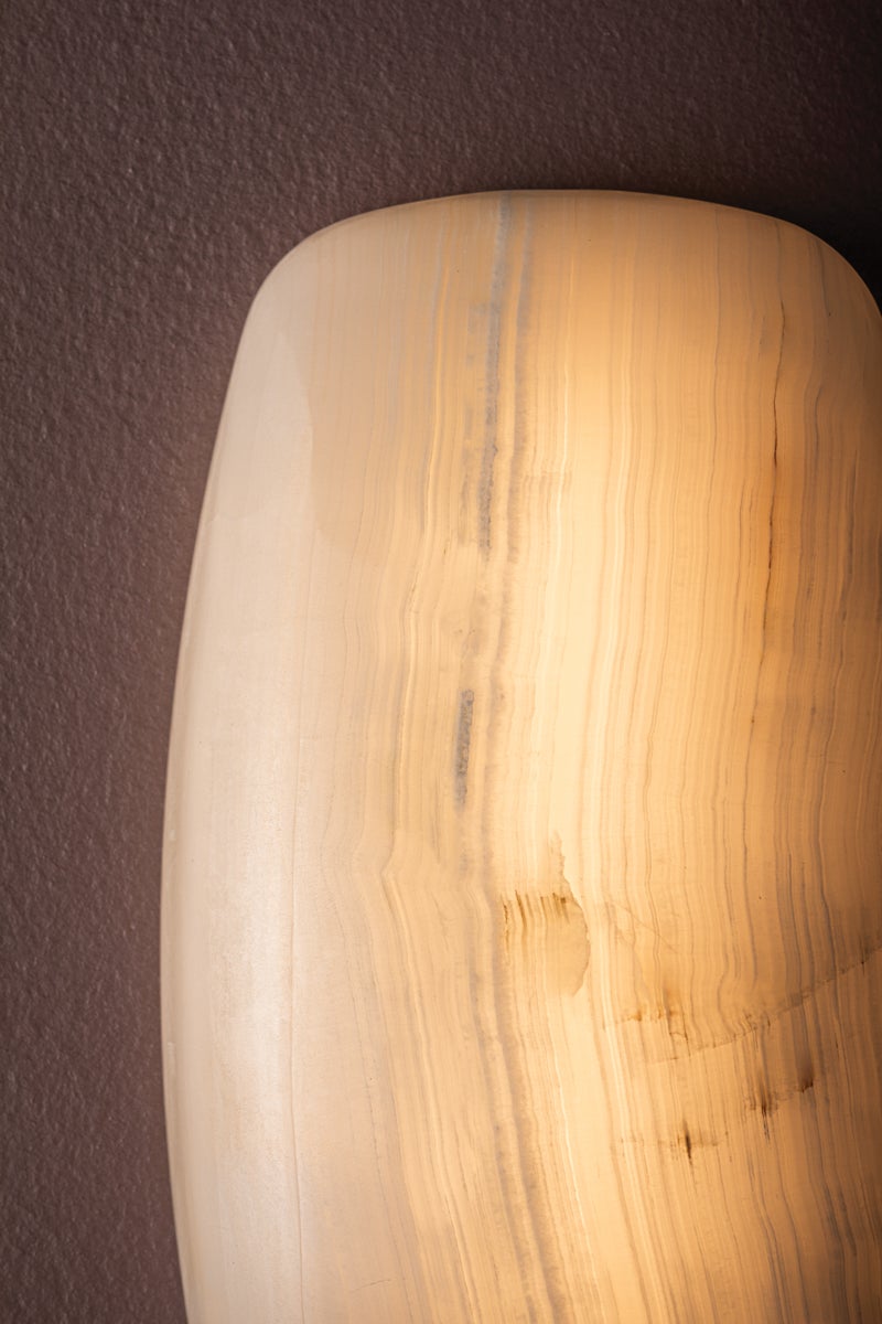 Azzurra Sconce by Corbett Lighting 381-01-VB with Unique Ice Onyx and Vintage Brass Finish, 14W LED