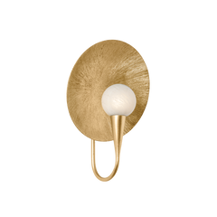 Troy Lighting Ahmad Wall Sconce B2614-VGL - Elegant Vintage Gold Leaf Design with Dimmable Cloud Glass Shade