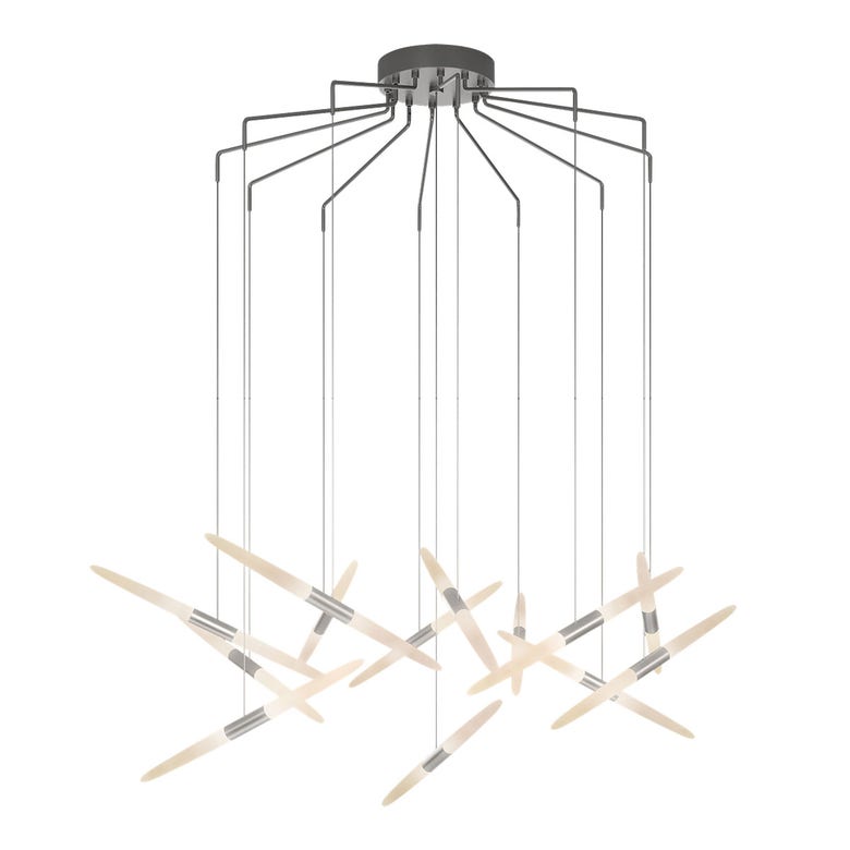 SONNEMAN Ballet 13-Light LED Chandelier - Bright Satin Aluminum - Swag Shape - 10' Cord