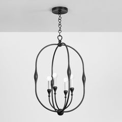 Baltic Large Lantern Chandelier by Hudson Valley Lighting – 4-Light, Dimmable, UL Damp Rated, Aged Iron or Vintage Gold Leaf