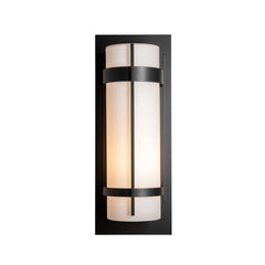 Hubbardton Forge Banded Extra Large Outdoor Sconce, Dimmable, Opal Glass, UL Wet Rated, 25.9"H
