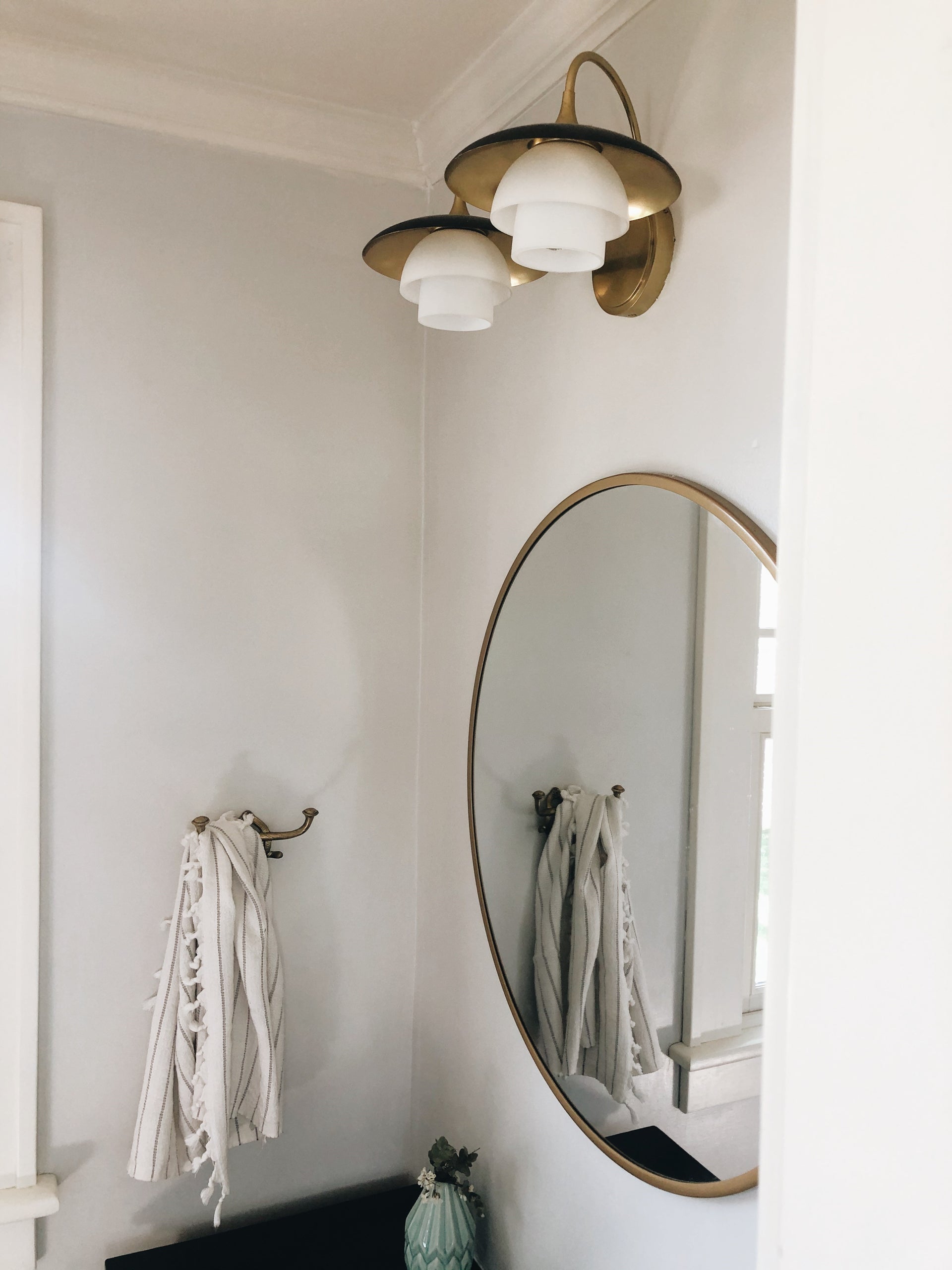 Barron Vanity Light 2-Bulb Fixture by Hudson Valley Lighting, Floral Shades, Aged Brass or Polished Nickel