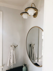 Barron Vanity Light 2-Bulb Fixture by Hudson Valley Lighting, Floral Shades, Aged Brass or Polished Nickel