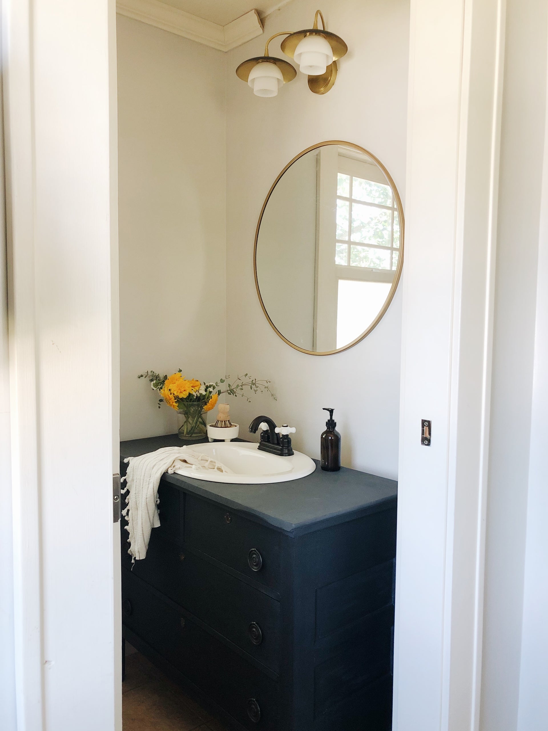 Barron Vanity Light 2-Bulb Fixture by Hudson Valley Lighting, Floral Shades, Aged Brass or Polished Nickel