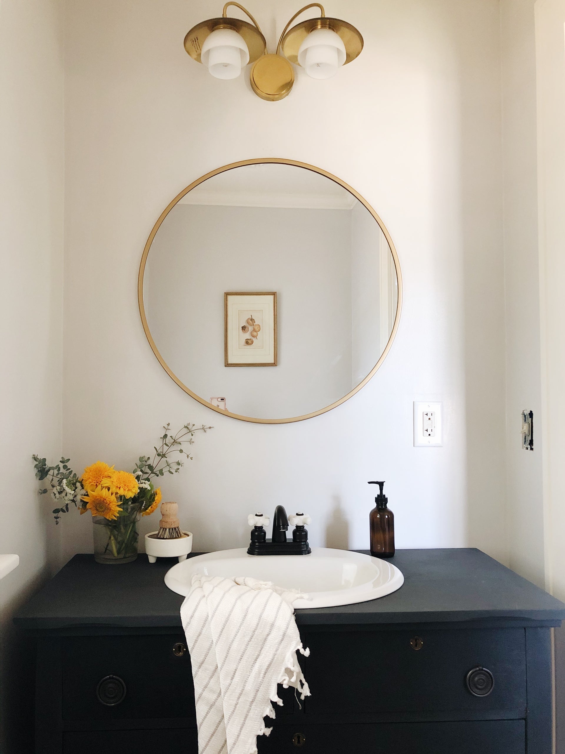 Barron Vanity Light 2-Bulb Fixture by Hudson Valley Lighting, Floral Shades, Aged Brass or Polished Nickel