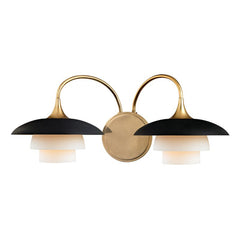 Barron Vanity Light 2-Bulb Fixture by Hudson Valley Lighting, Floral Shades, Aged Brass or Polished Nickel