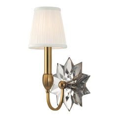 Barton Sconce by Hudson Valley Lighting with 20-Faceted Crystal and Elegant Aged Brass Finish
