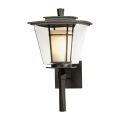 Hubbardton Forge Beacon Hall Outdoor Sconce, Dimmable, UL Wet Rated, Elegant Glass Shade, 100W Max