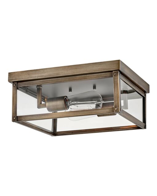 Beckham Small Flush Mount Ceiling Light by Hinkley Lighting, 2-Bulb Dimmable, Clear Glass Shade, UL Damp