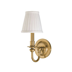 Beekman Sconce 13.5" Height Aged Brass Finish with Off-White Faux Silk Shade by Hudson Valley Lighting