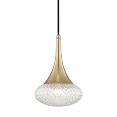 Mitzi Bella Pendant Light, Aged Brass Finish, Adjustable Height, Unique Triangle Glass Shade