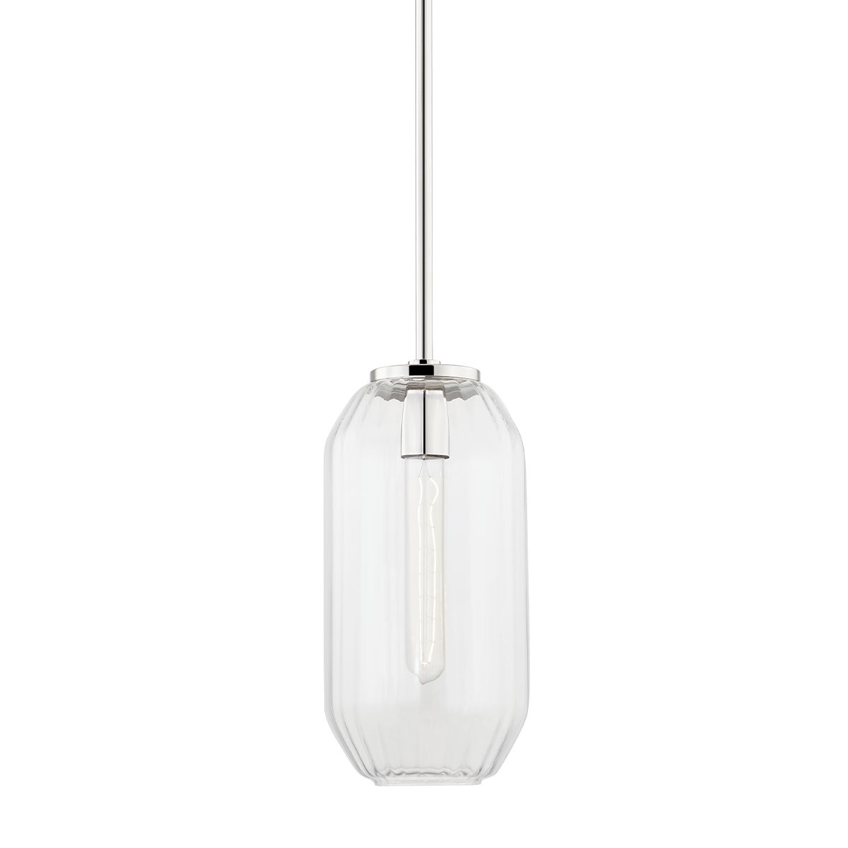 Bennett Mini Pendant Light by Hudson Valley Lighting - Ribbed Octagonal Shade, Dimmable, Adjustable Height
