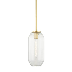 Bennett Mini Pendant Light by Hudson Valley Lighting - Ribbed Octagonal Shade, Dimmable, Adjustable Height