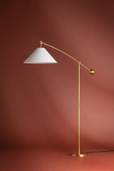 Birdie Floor Lamp by Mitzi with Pivoting Arm, Dimmable Features, Aged Brass Finish, Perfect for Any Room