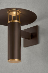 Troy Lighting Birk Exterior Wall Sconce with Dimmable LED, Bronze & Patina Brass Finish, 12x11x11.5"