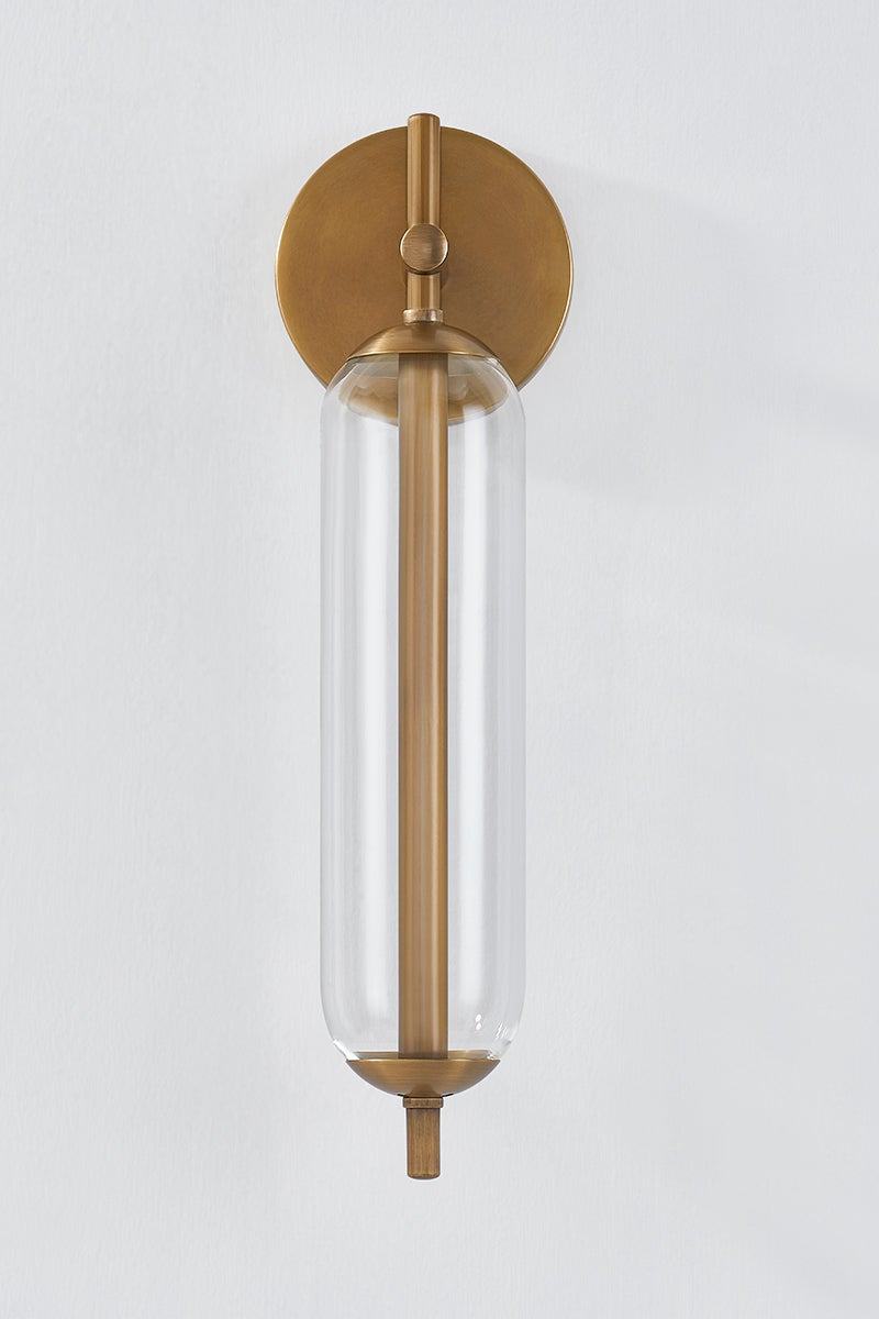 Blaze Outdoor Wall Sconce 16.5" Patina Brass LED Dimmable Wet Rated by Troy Lighting