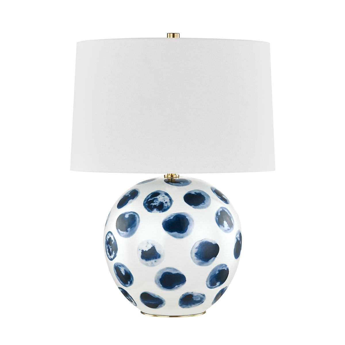 Hudson Valley Lighting Blue Point Table Lamp, 22” Height, Dimmable, White Bisque with Blue Dots