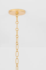 Bo Chandelier by Troy Lighting, Vintage Gold Leaf Finish, Adjustable Height & Dimmable, 6 Bulbs