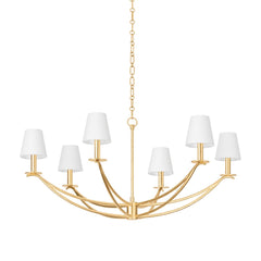 Bo Chandelier by Troy Lighting, Vintage Gold Leaf Finish, Adjustable Height & Dimmable, 6 Bulbs