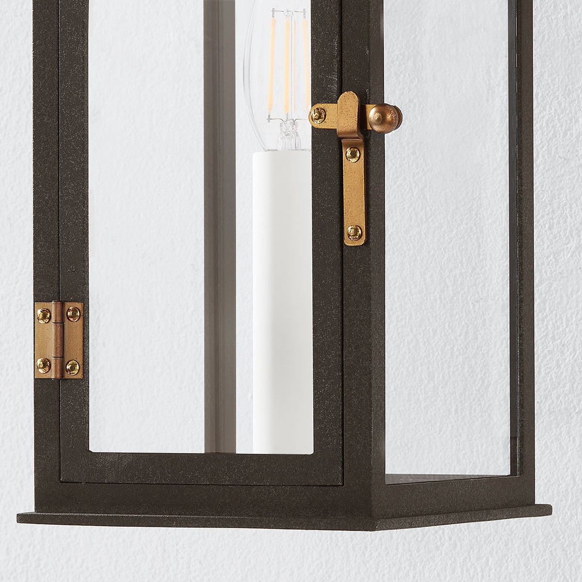Bohen Medium Outdoor Wall Sconce 19" by Troy Lighting in French Iron with Patina Brass Accents