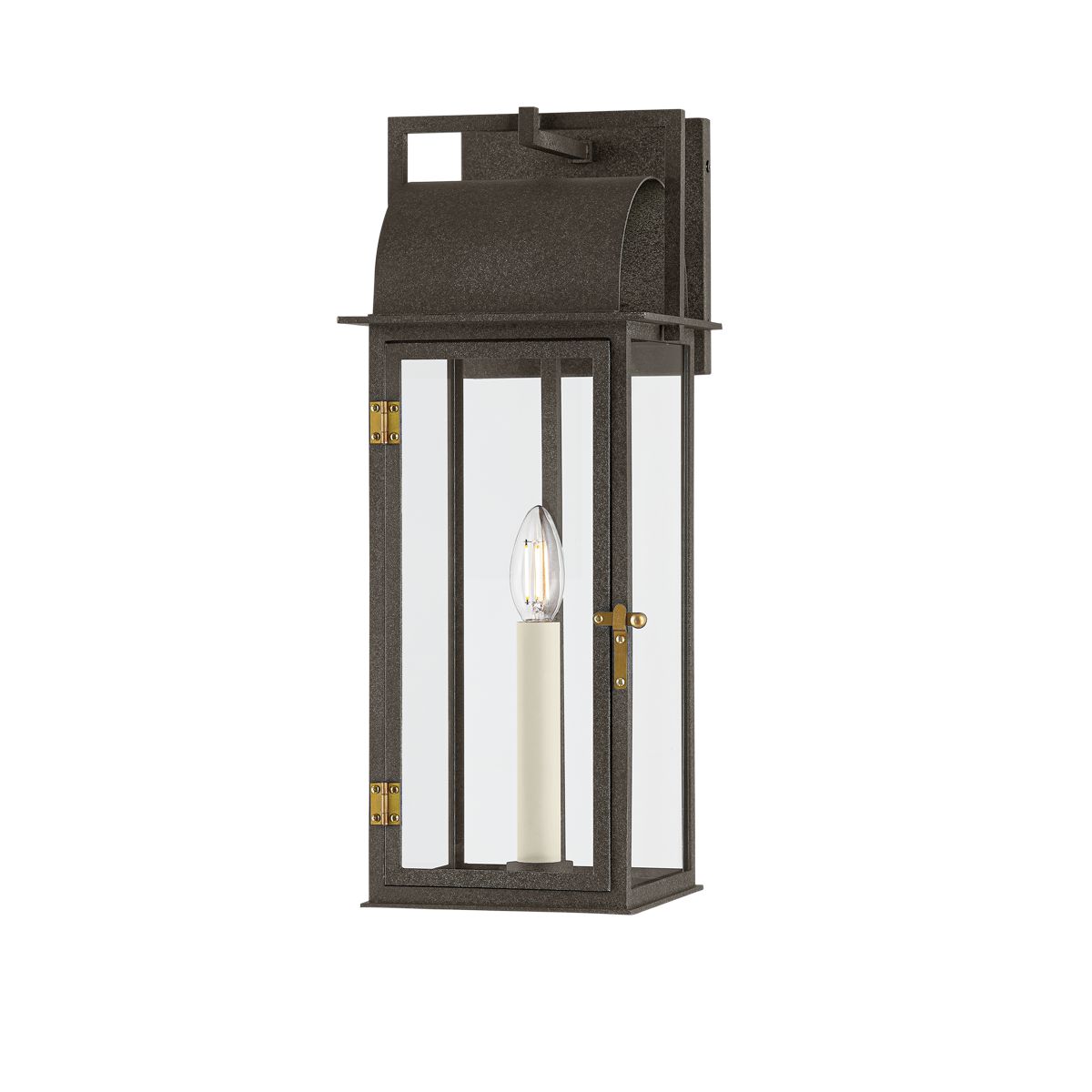 Bohen Medium Outdoor Wall Sconce 19" by Troy Lighting in French Iron with Patina Brass Accents