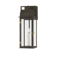 Bohen Medium Outdoor Wall Sconce 19" by Troy Lighting in French Iron with Patina Brass Accents