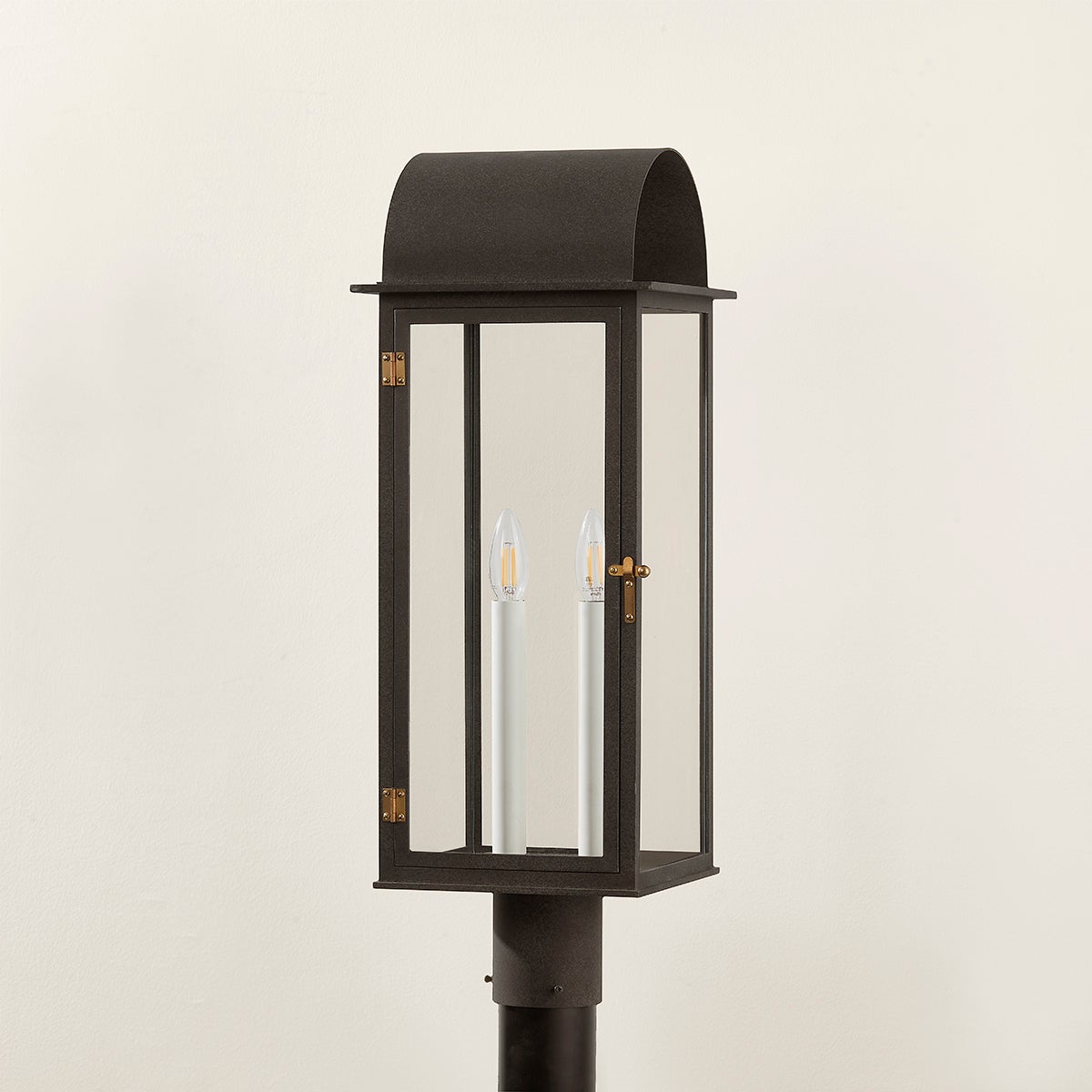 Bohen Outdoor Post Light 25" Tall With French Iron & Patina Brass Finish, ETL Wet Rated