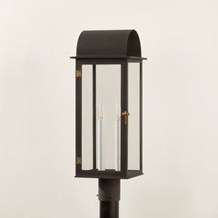 Bohen Outdoor Post Light 25" Tall With French Iron & Patina Brass Finish, ETL Wet Rated