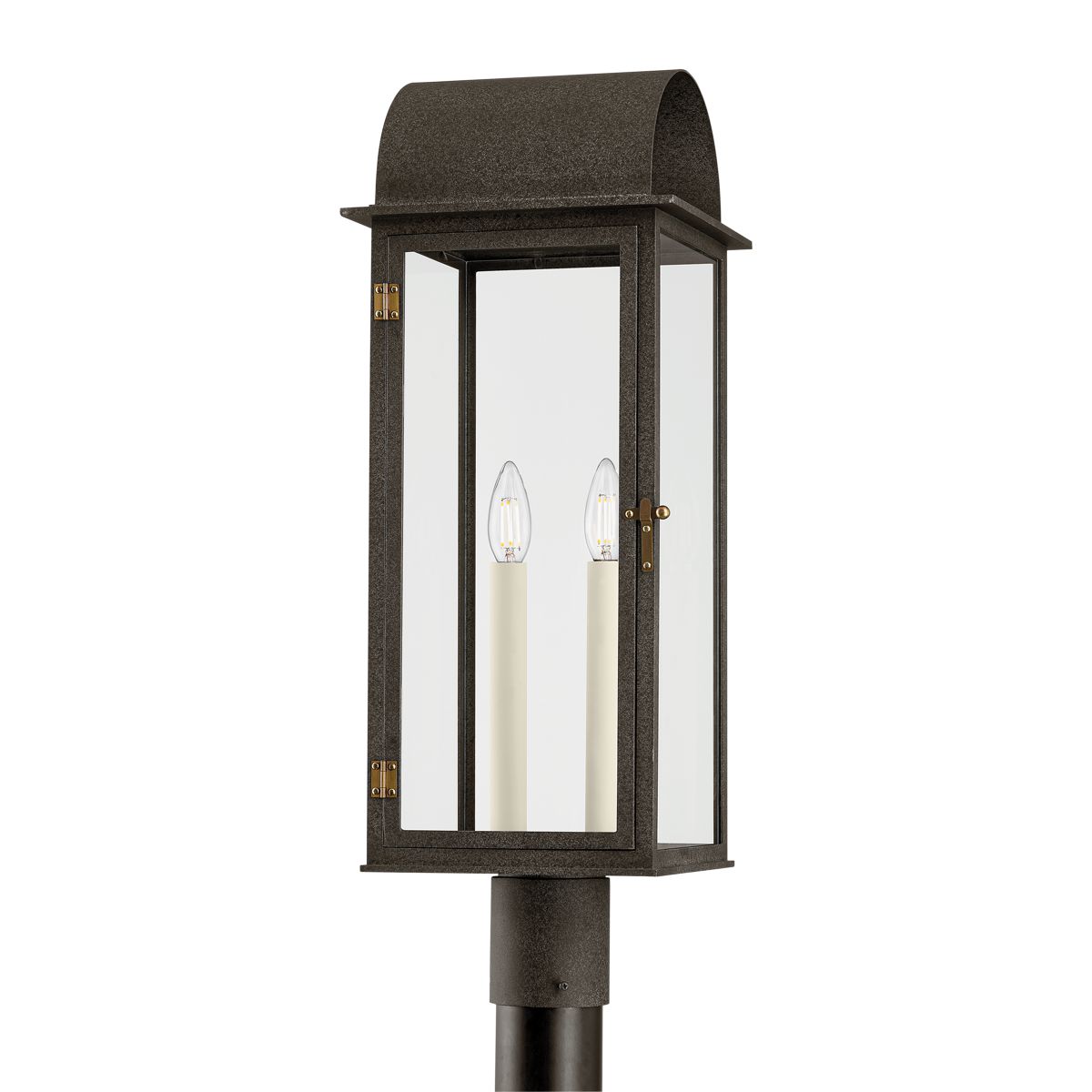 Bohen Outdoor Post Light 25" Tall With French Iron & Patina Brass Finish, ETL Wet Rated