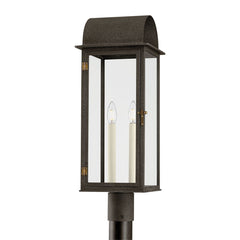 Bohen Outdoor Post Light 25" Tall With French Iron & Patina Brass Finish, ETL Wet Rated