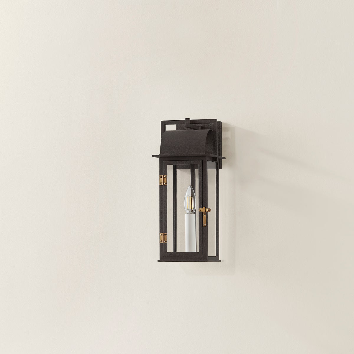 Bohen Outdoor Wall Sconce 14.75" Height by Troy Lighting, Weather-Resistant, Patina Brass Accents