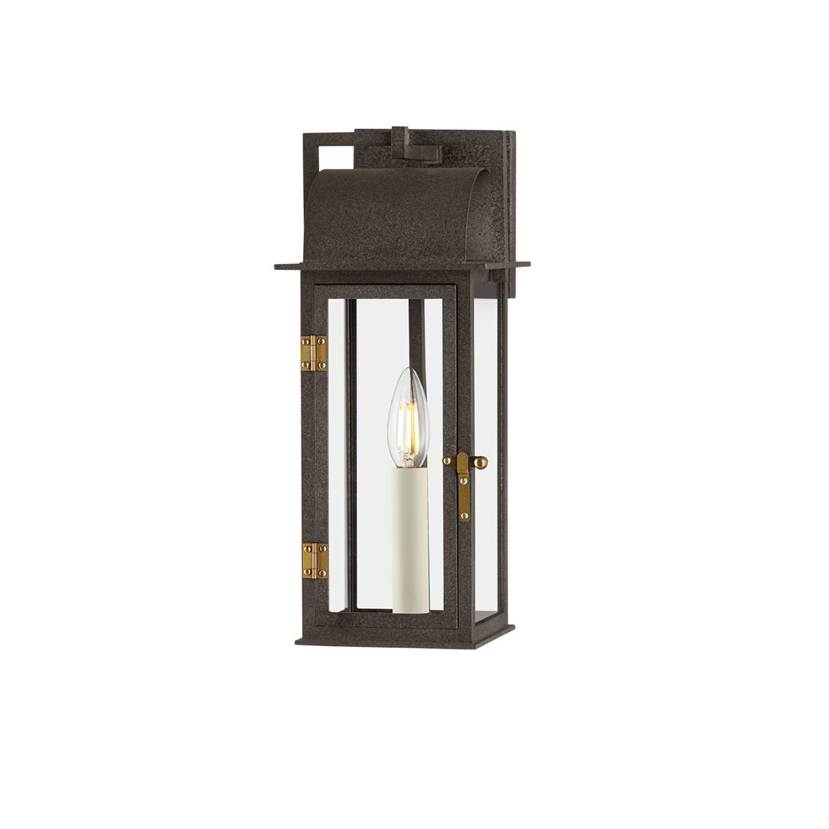 Bohen Outdoor Wall Sconce 14.75" Height by Troy Lighting, Weather-Resistant, Patina Brass Accents