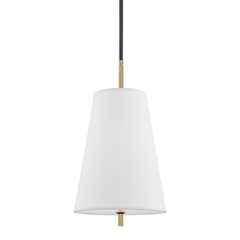 Bowery Pendant Light 3715-AOB by Hudson Valley Lighting, Aged Old Bronze, White Linen Shade, Dimmable