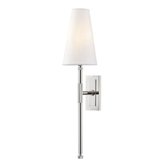 Bowery Wall Sconce 21.5" High by Hudson Valley Lighting - Dimmable, Off-White Shade, Aged Old Bronze or Polished Nickel