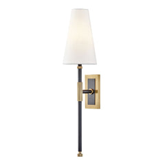 Bowery Wall Sconce 21.5" High by Hudson Valley Lighting - Dimmable, Off-White Shade, Aged Old Bronze or Polished Nickel