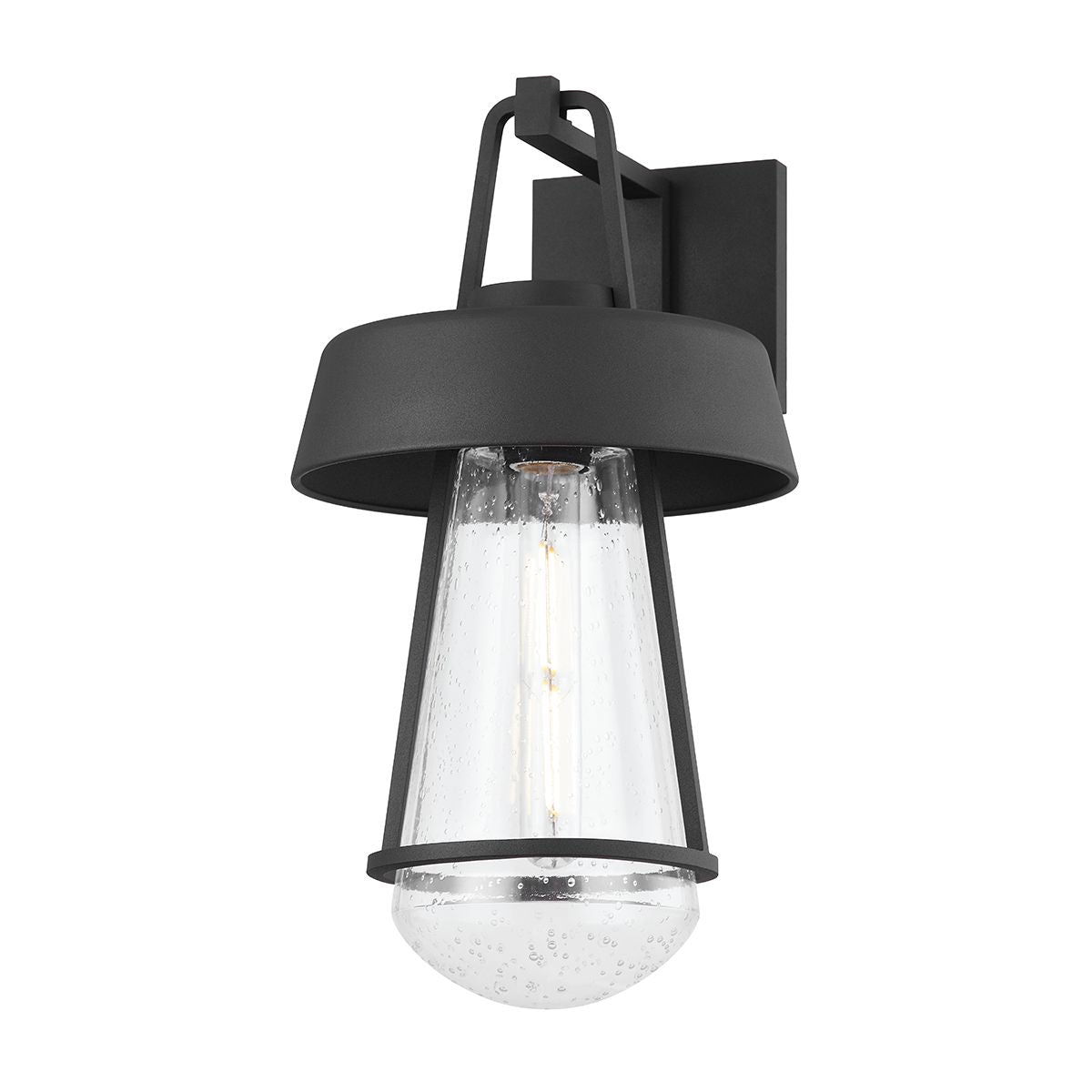 Brady 17.5" Large Wall Sconce by Troy Lighting in Textured Black with Dimmable Clear Glass Shade