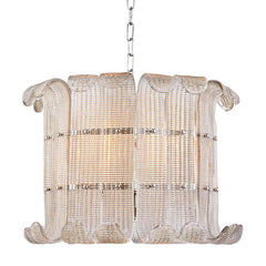Brasher Chandelier 8 Light by Hudson Valley Lighting with Handmade Glass Panels, Soft Champagne Finish