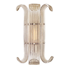 Hudson Valley Lighting Brasher Sconce 21.5" High Off-White Linen Shade Aged Old Bronze Polished Nickel