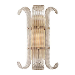 Hudson Valley Lighting Brasher Sconce 21.5" High Off-White Linen Shade Aged Old Bronze Polished Nickel