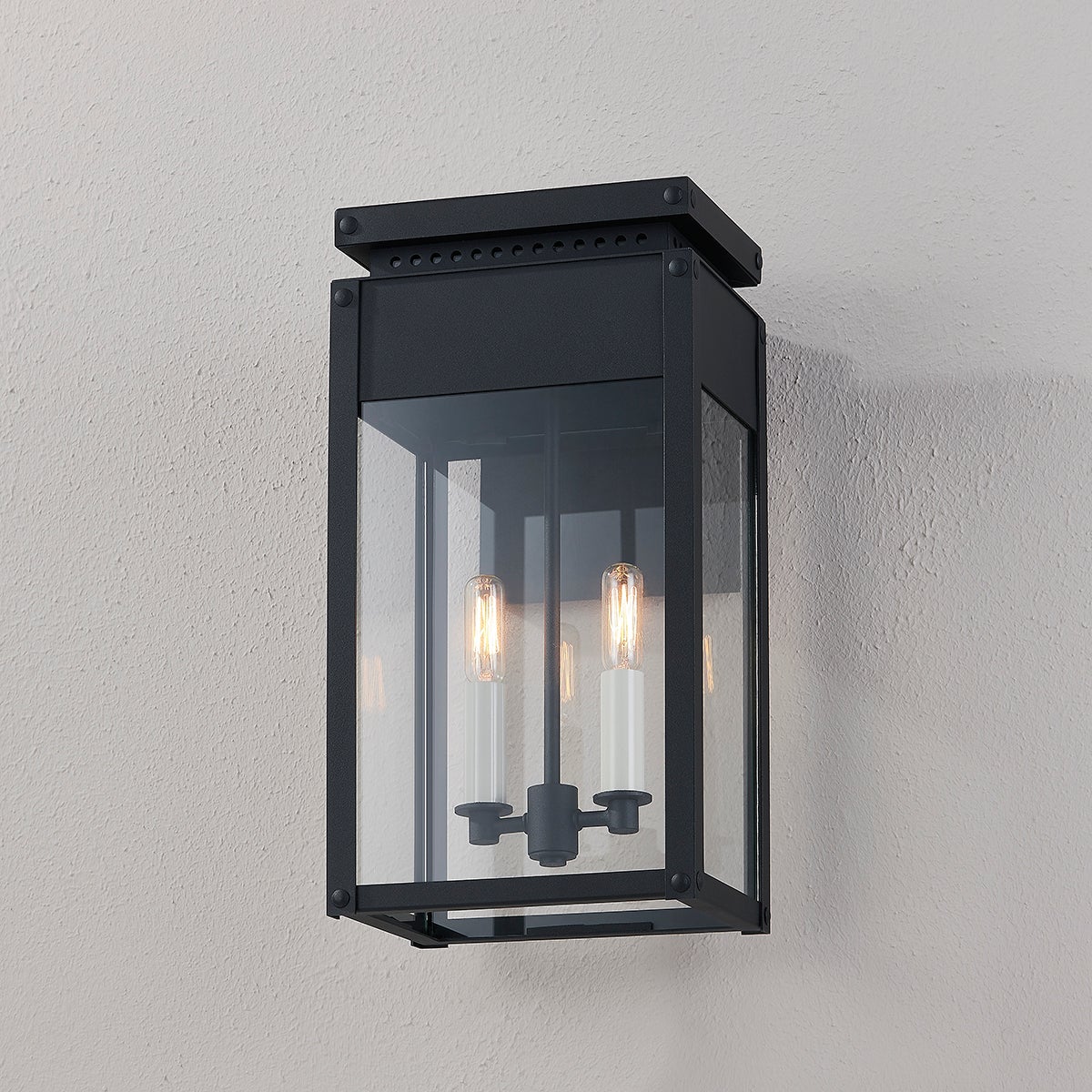 Braydan 17" Medium Outdoor Wall Sconce by Troy Lighting with Texture Black Metal Frame & Adjustable Lights