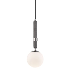Mitzi Brielle Mini Pendant Light With Opal Etched Glass, Dimmable, Adjustable Height, UL Damp Rated