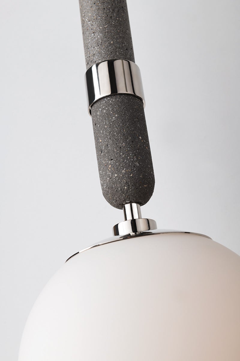 Mitzi Brielle Pendant Light, 26.75" Tall, Opal Etched Glass, Aged Brass & Polished Nickel, Dimmable