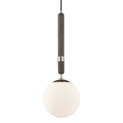 Mitzi Brielle Pendant Light, 26.75" Tall, Opal Etched Glass, Aged Brass & Polished Nickel, Dimmable