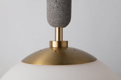 Mitzi Brielle Pendant Light, 26.75" Tall, Opal Etched Glass, Aged Brass & Polished Nickel, Dimmable