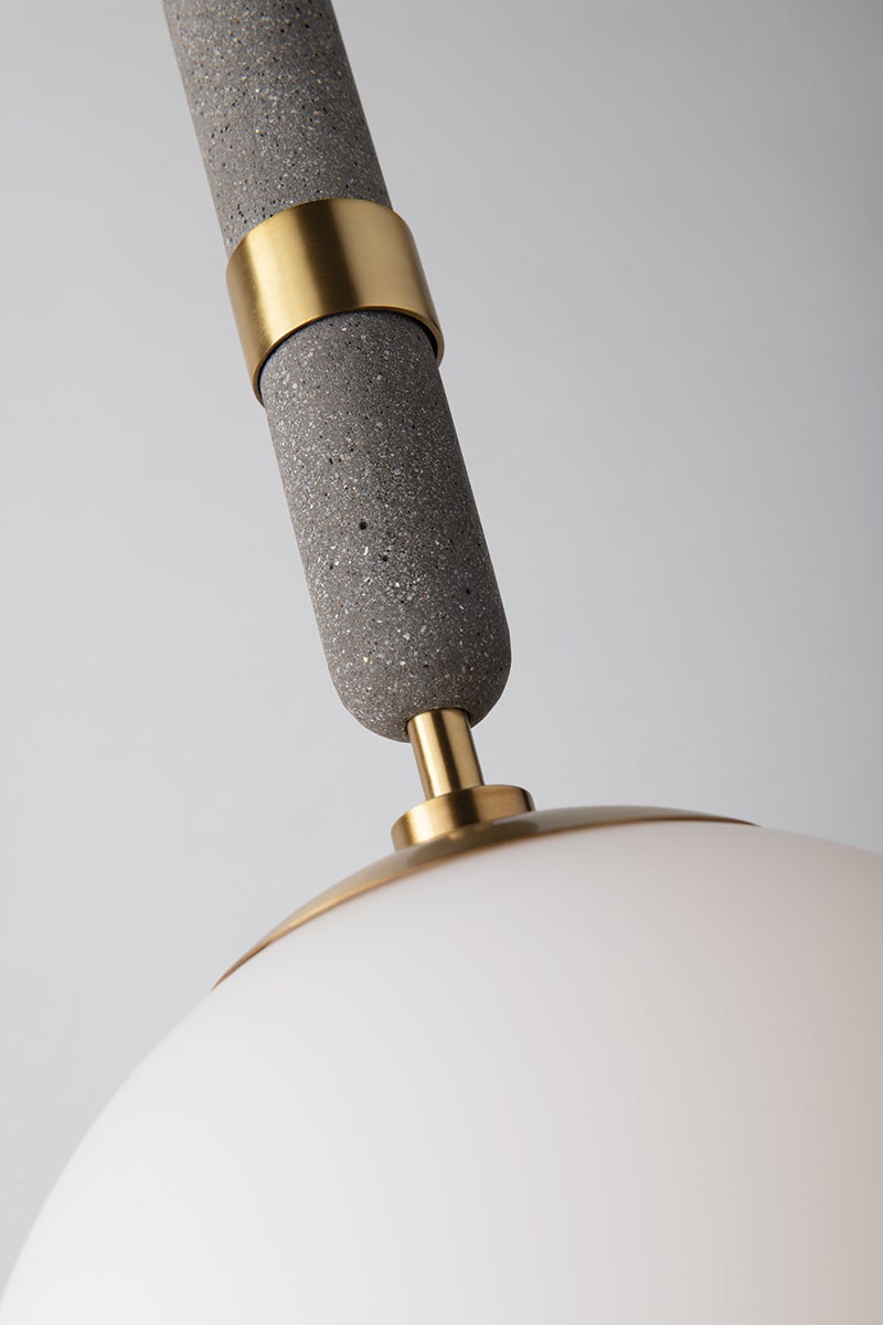 Mitzi Brielle Pendant Light, 26.75" Tall, Opal Etched Glass, Aged Brass & Polished Nickel, Dimmable